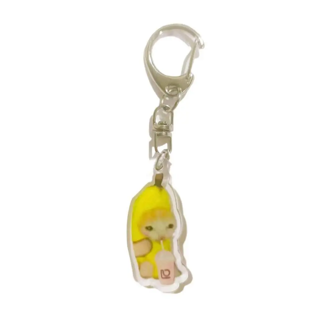 Banana Cat Happy Banana Cat Keychain Backpack Charm Pendant Banana Cat Mobile Phone Chain Cartoon DIY Jewelry Banana Cat Pendant