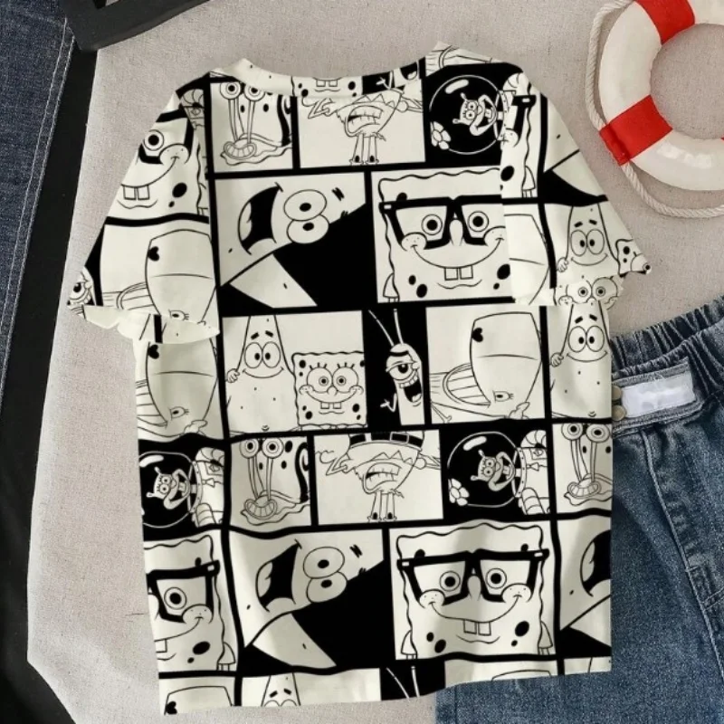 SpongeBob Schwammkopf Anime 3D-gedrucktes Kinder-T-Shirt, Unisex, Sommer, atmungsaktiv, leicht, Cartoon-Muster, T-Shirt-Oberteil – Detail 4