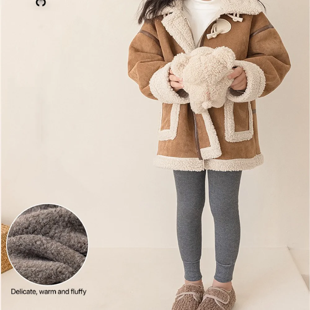 بلون جوارب للأطفال الجوارب الدافئة صوف مبطن جوارب طويلة الشتاء فتاة أسفل طماق جوارب طويلة مرنة جوارب السيقان #3