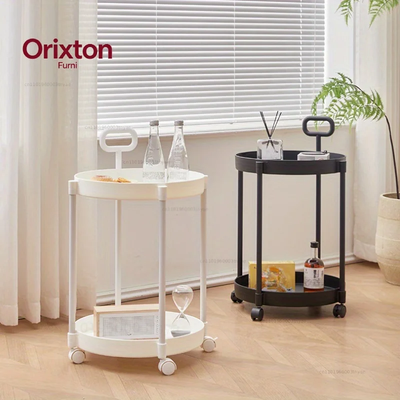 Elegant 2-Tier Side  with Wheels - Trolley Table in Living Room|Simple Sofa Table with Handle|Easy To Move Coffee