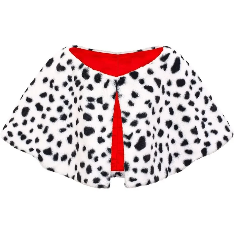 Halloween Costume for Woman Cruella 101 Dalmatians Dress Skirt Cloak Adult Witch Cruella Cosplay Anime Wigs Festival Robe Cape