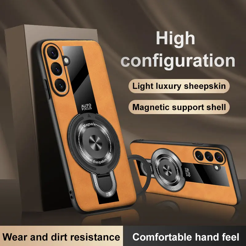 Magnetic Holder Cover For Samsung Galaxy A57 A27 A37 S26 FE S26Ultra S26Plus Wireless Charging PU Leather Shockproof Phone Case