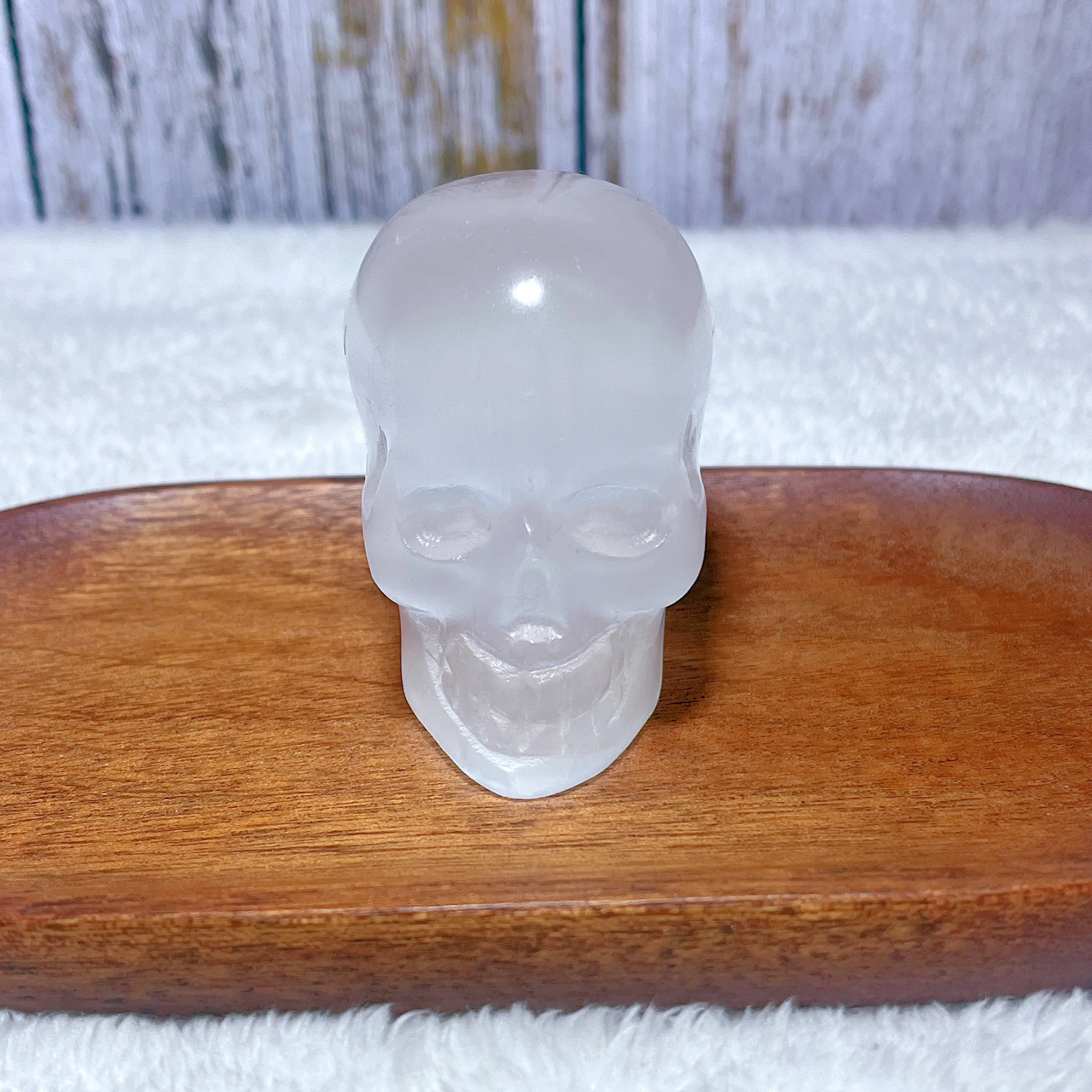 Healing Natural Crystal Selenite Skull Carving Gemstones Mineral Energy Reiki Home Decorations Gift