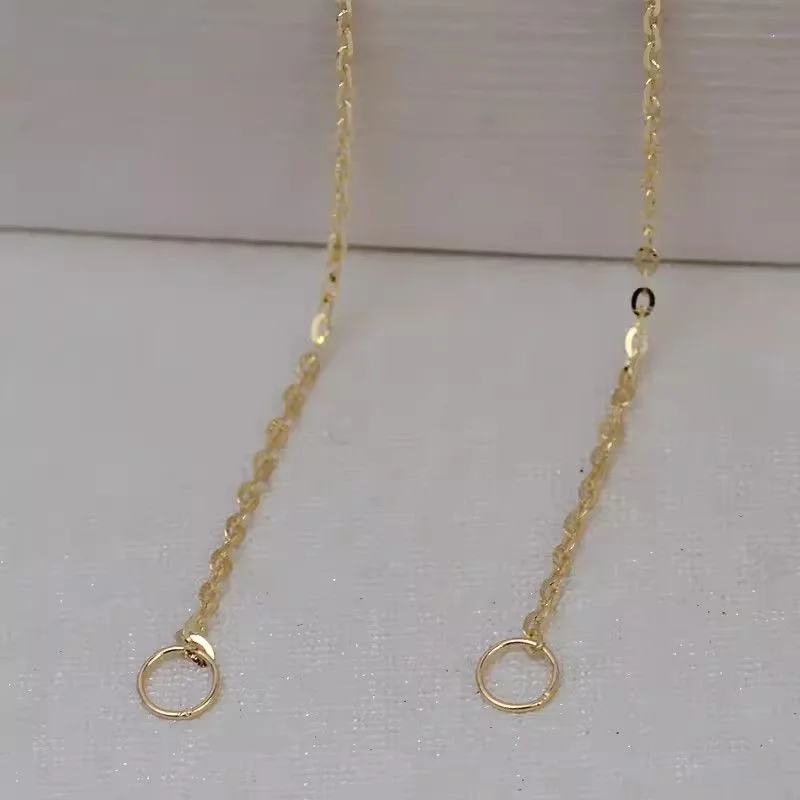 XF800 Real 18K Yellow Gold Double Buckle DIY Handmade Extension Chain Au750 Daily Versatile Ultra Light 4mm Closure Buckle diy09