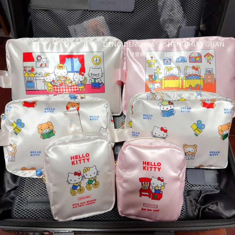 

Sanrio HelloKitty Three-piece Cartoon Printed Hand-held Makeup Bag Set Portable Toiletry and Storage Bag for Travel and Outings