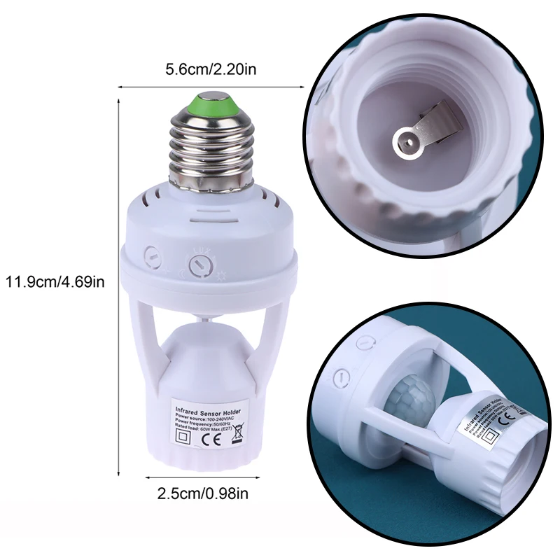 

1Pc AC100-240V E26/E27 Socket Converter With PIR Motion Sensor LED Lamp Base Intelligent Switch Light Bulb Lamp Holder