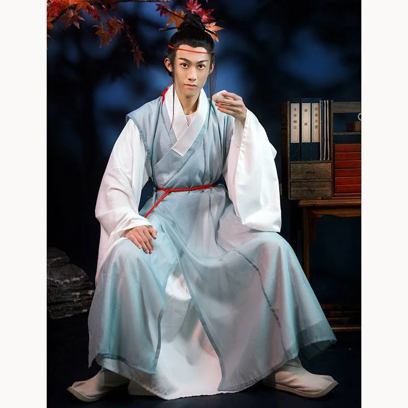 

Chinese Traditional Wear Robe Ming Dynasty Improved Hanfu For Men Suit Fairy Ancient Costume Male Folk Dance Streetwear