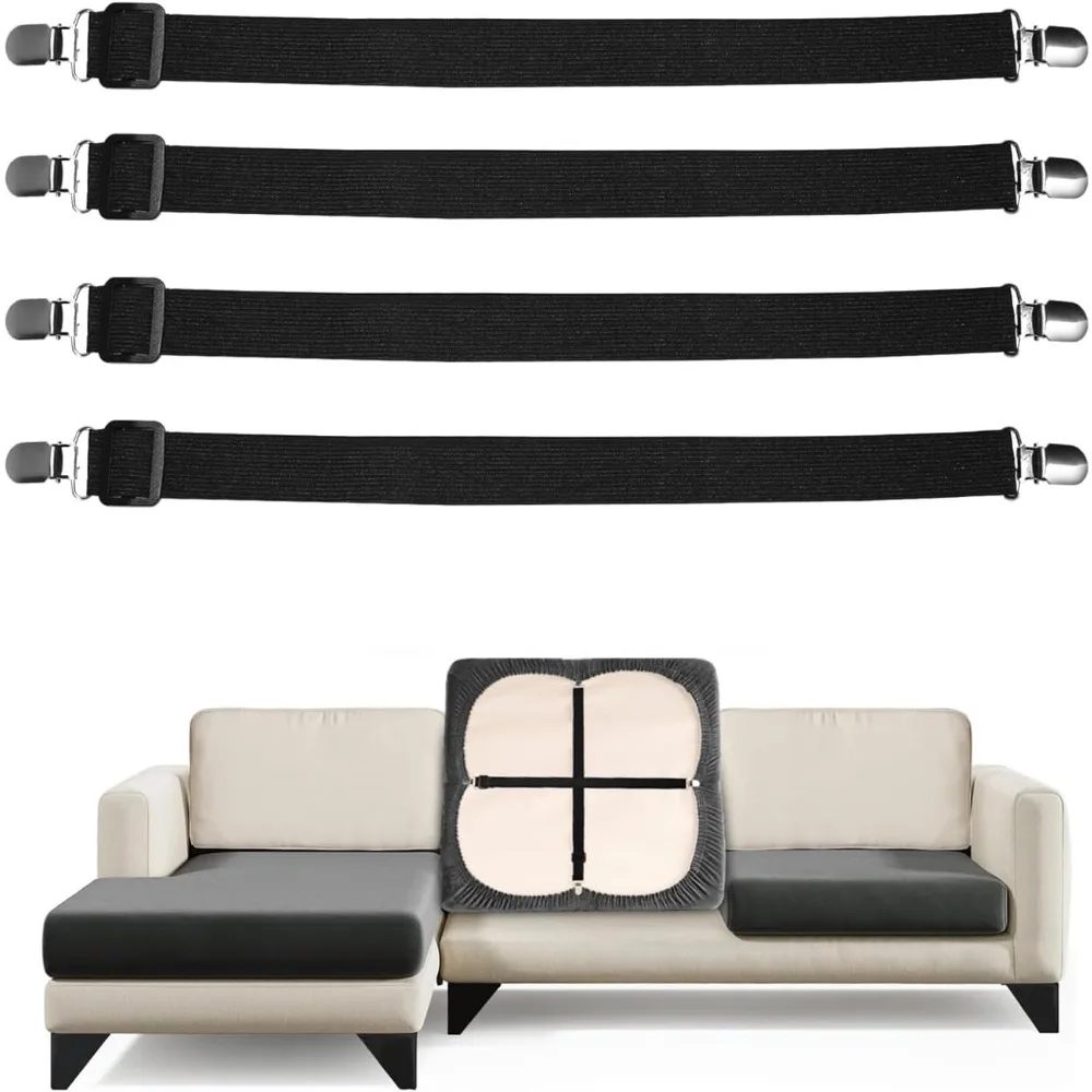 

Elastic Clips for Sofa Covers and Anti-slip Clips for Sofa Cushions, Securely Holding Sofa Covers in Place, 4-pack (black)