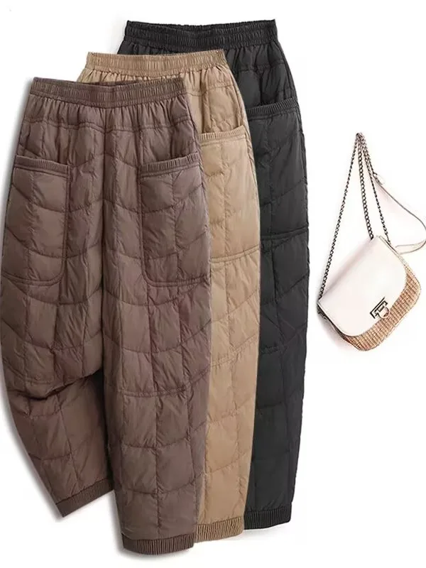 

Хлопковые брюки Sli для женщин, зимняя теплая повседневная одежда, утепленные брюки-харлан, длинные брюки с эффектом похудения