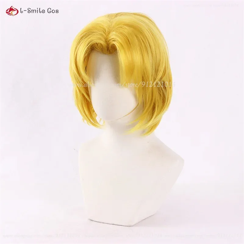 أنيمي إيفا Akagi Ritsuko تأثيري 32 سنتيمتر قصيرة الذهبي الأصفر الباروكات مقاومة للحرارة الاصطناعية الشعر هالوين ازياء + غطاء شعر مستعار