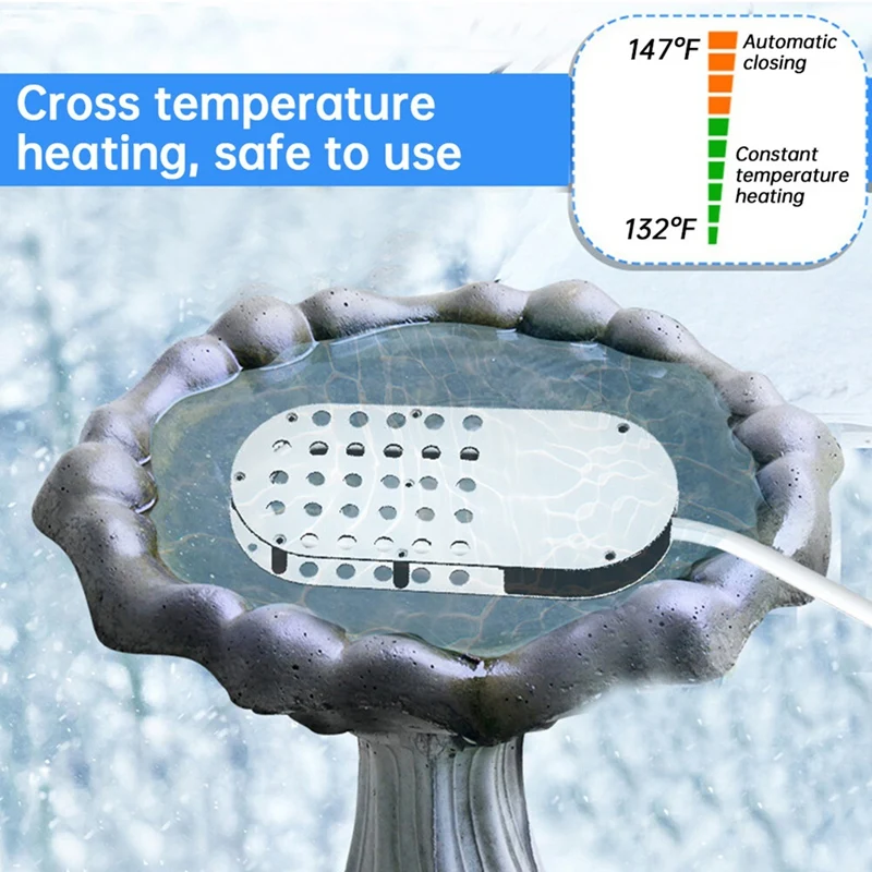 

Bird Bath Deicer for Outdoors Winter 200W Pond Deicer Bird Bath Deicing Device, Water Tank Deicing Device US Plug