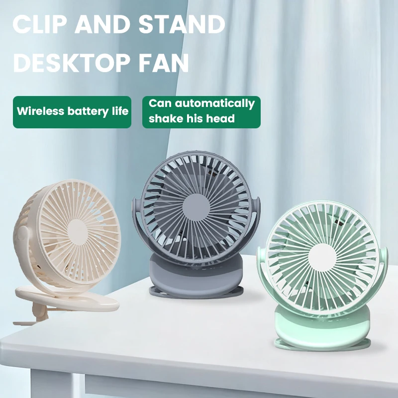 

Portable Clip-On Silent Cooling Fan Outdoor Camping 2000 mAhUSB Air Circulation Small DesktopFan Office Desktop Use 360°Rotation