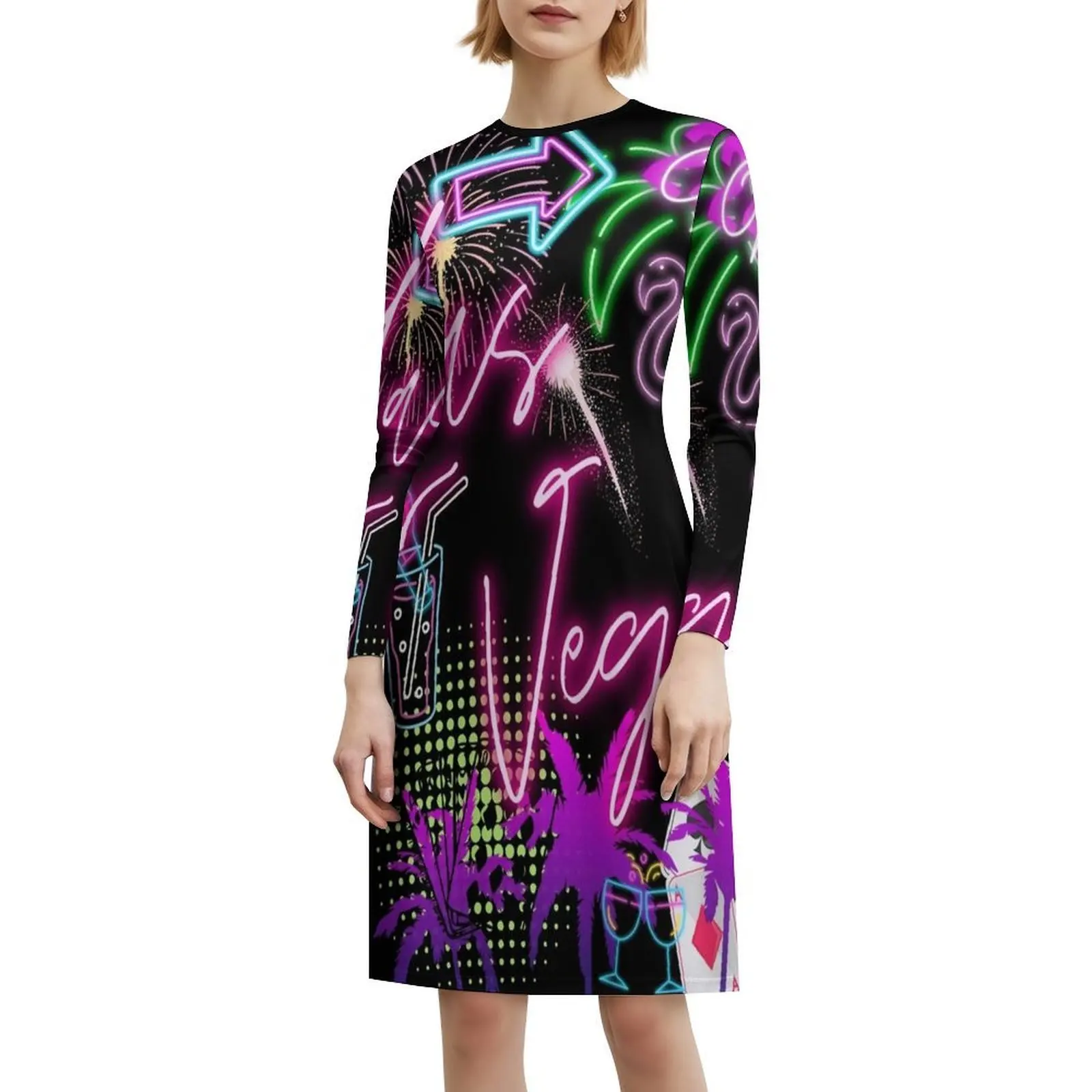 فستان Las Vegas T للسيدات هيب هوب ملابس الشارع الشهير مطبوع عليه رسومات جرافيكية للحفلات والنوادي ملابس Lasvegas Gambling Gamer النسائية #6