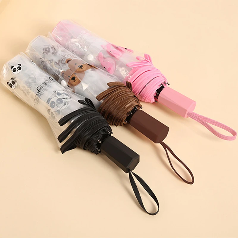 Umbrella Panda Automatic Umbrella Pink Rabbit Brown Bear Transparent Umbrella Unisex High Quality Gift Umbrella BusinessUmbrella