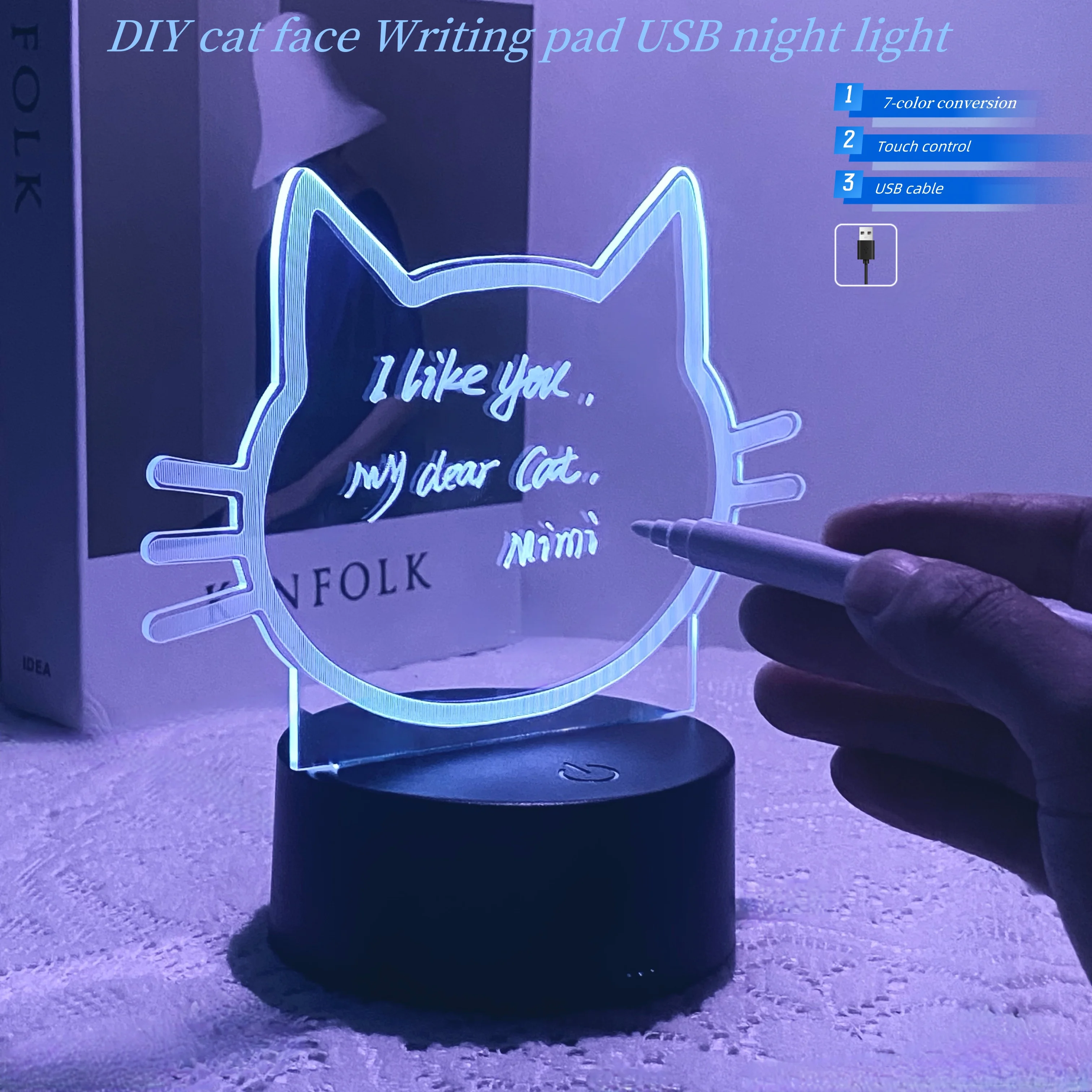 1pc DIY message board night light, USB table light, companion sleeping light, Thanksgiving, birthday gift table light for friend