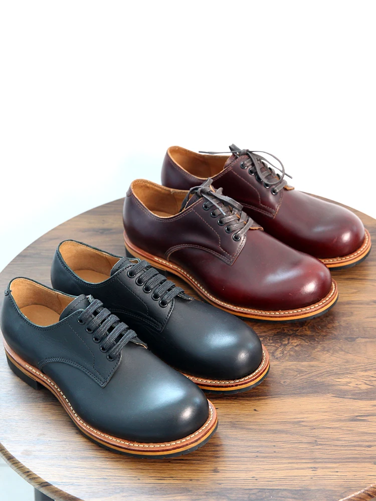 Low Cut Workwear Shoes Genuine Leather British Retro Trend Men's Boots Business Casual Lace Up Leather Shoes Goodyear-welding