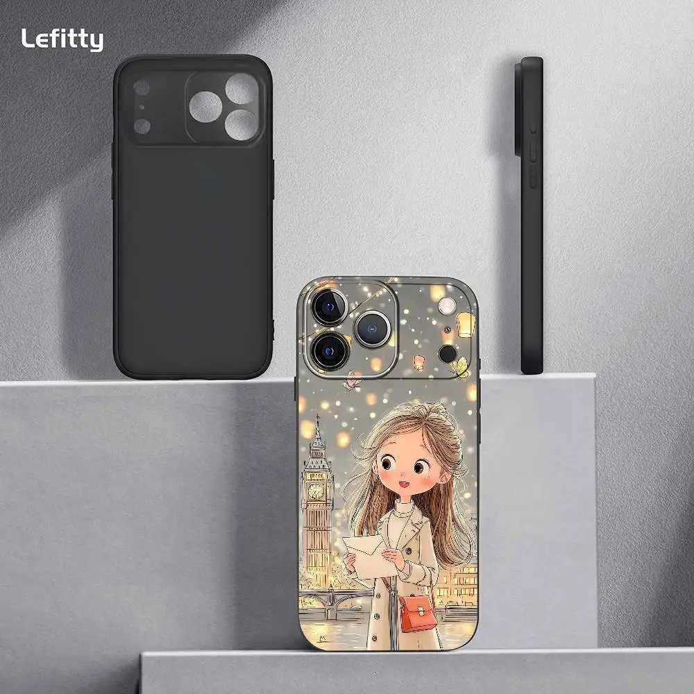 Herfst meisjesachtig hart telefoon case voor iPhone 17 16 15 14 13 Pro Max Plus Mini Frosted Soft Case Funda Shockproof Gevallen