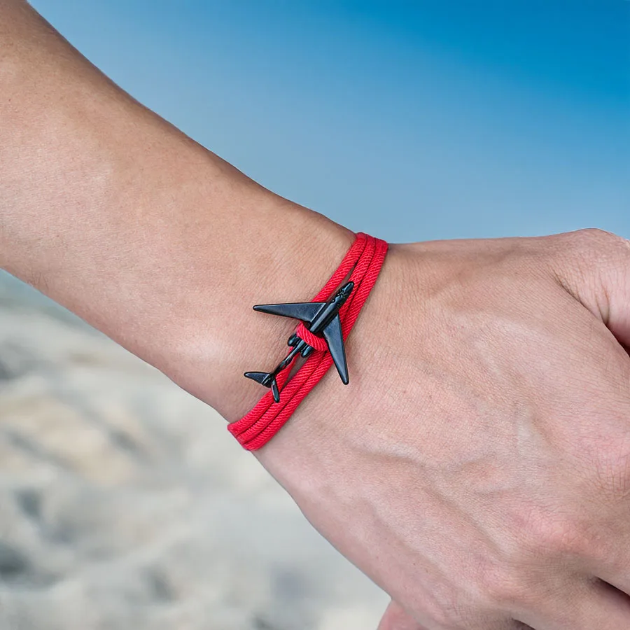 Men's Airplane Easy Hooked Rope Bracelet Pilot Aviation Gift Handmade Wristband Jewelry Adjustable for Him