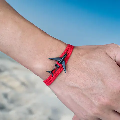 Men's Airplane Easy Hooked Rope Bracelet Pilot Aviation Gift Handmade Wristband Jewelry Adjustable for Him