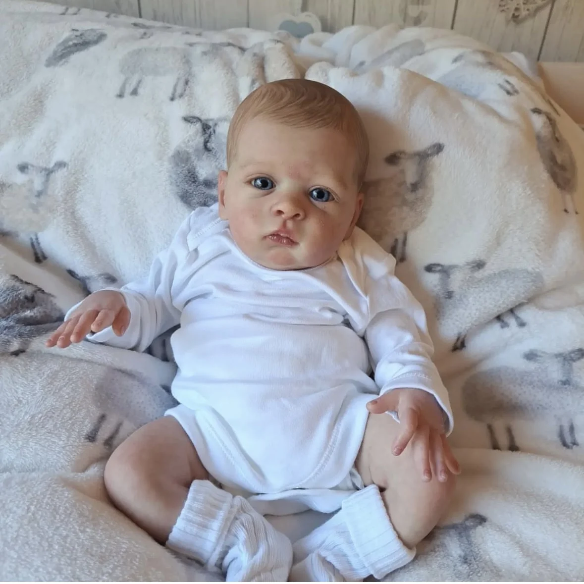 

Cokela 50CM Reborn Baby Doll Newborn Girl Baby Lifelike Real Soft Touch Hand-Rooted Hair High Quality Handmade Art Doll