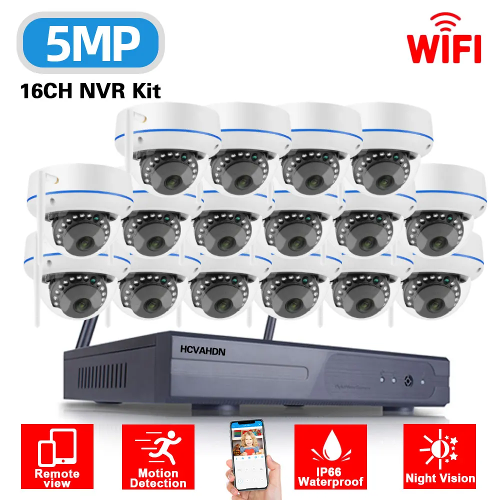 

16CH IP Camera Wifi NVR Kit CCTV System 5MP Outdoot Waterproof Audio Wireless Dome Camera Video Surveillance System Set 8CH