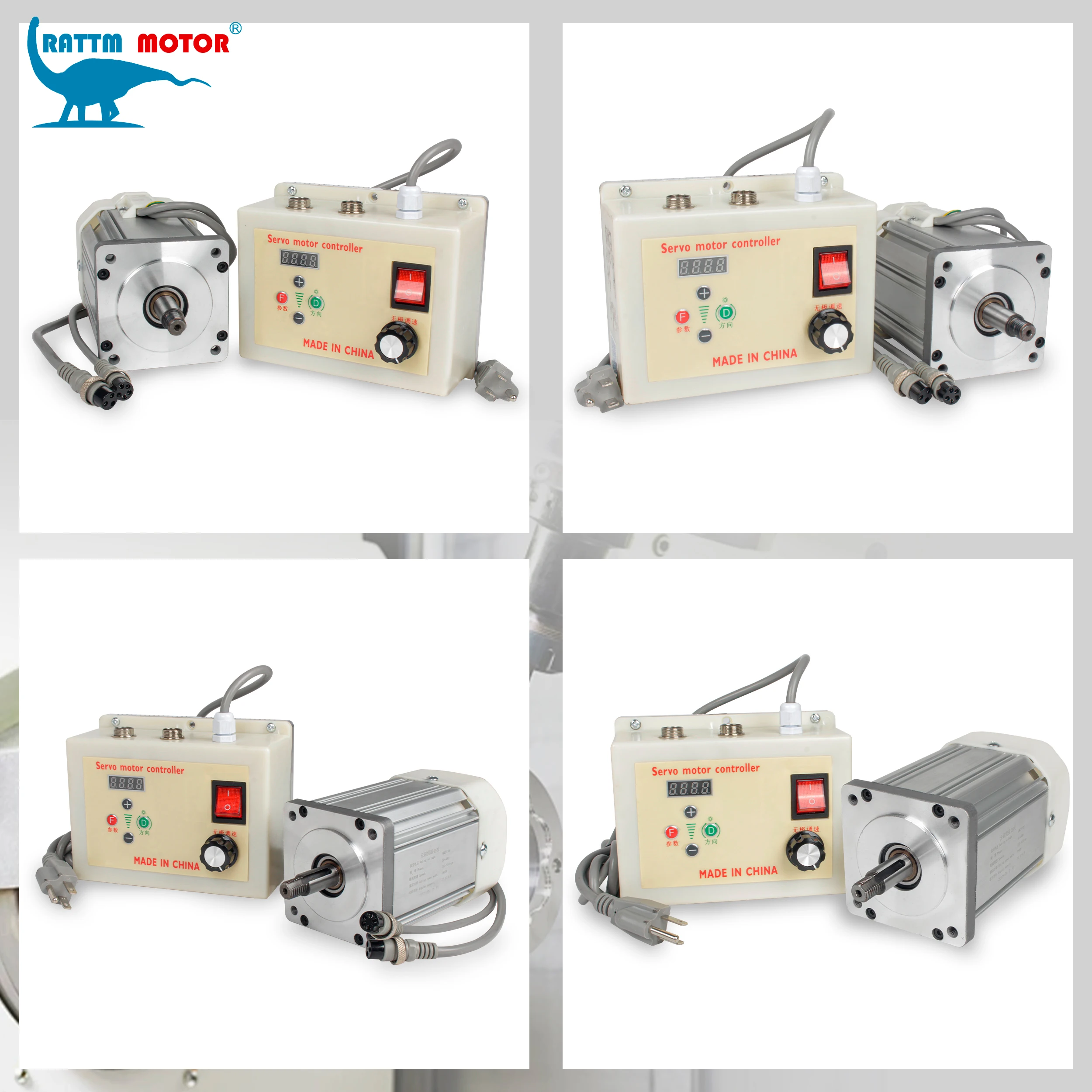 【US DE Stock】550W–2200W 110V/220V AC Brushless Servo Motor Kit with Threaded Shaft for Lathes & Machinery