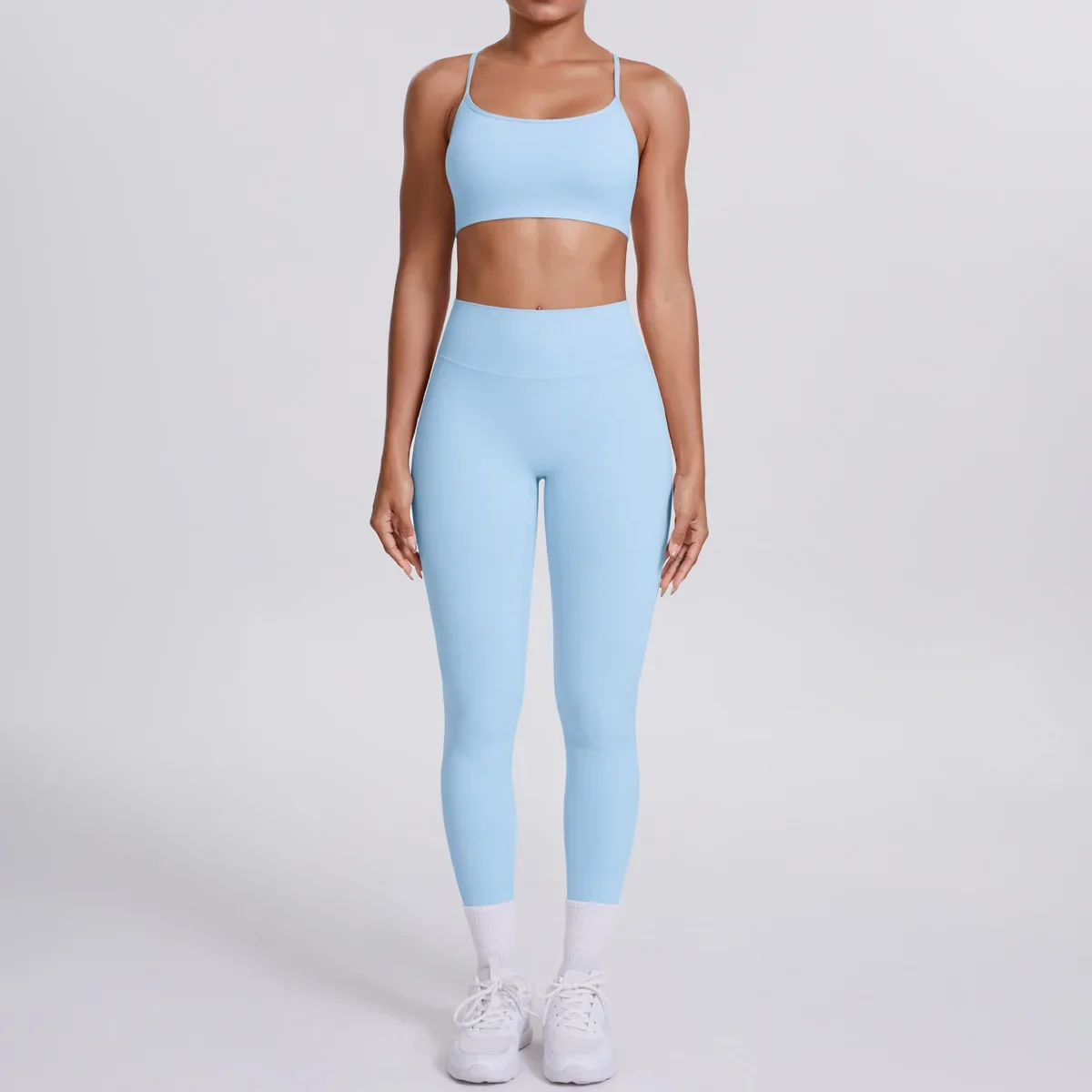 

Women's Seamless Yoga Set Cross Back Sports Bra & High Waist Booty Lifting Leggings Gym Running Workout Fitness Yoga Outfit