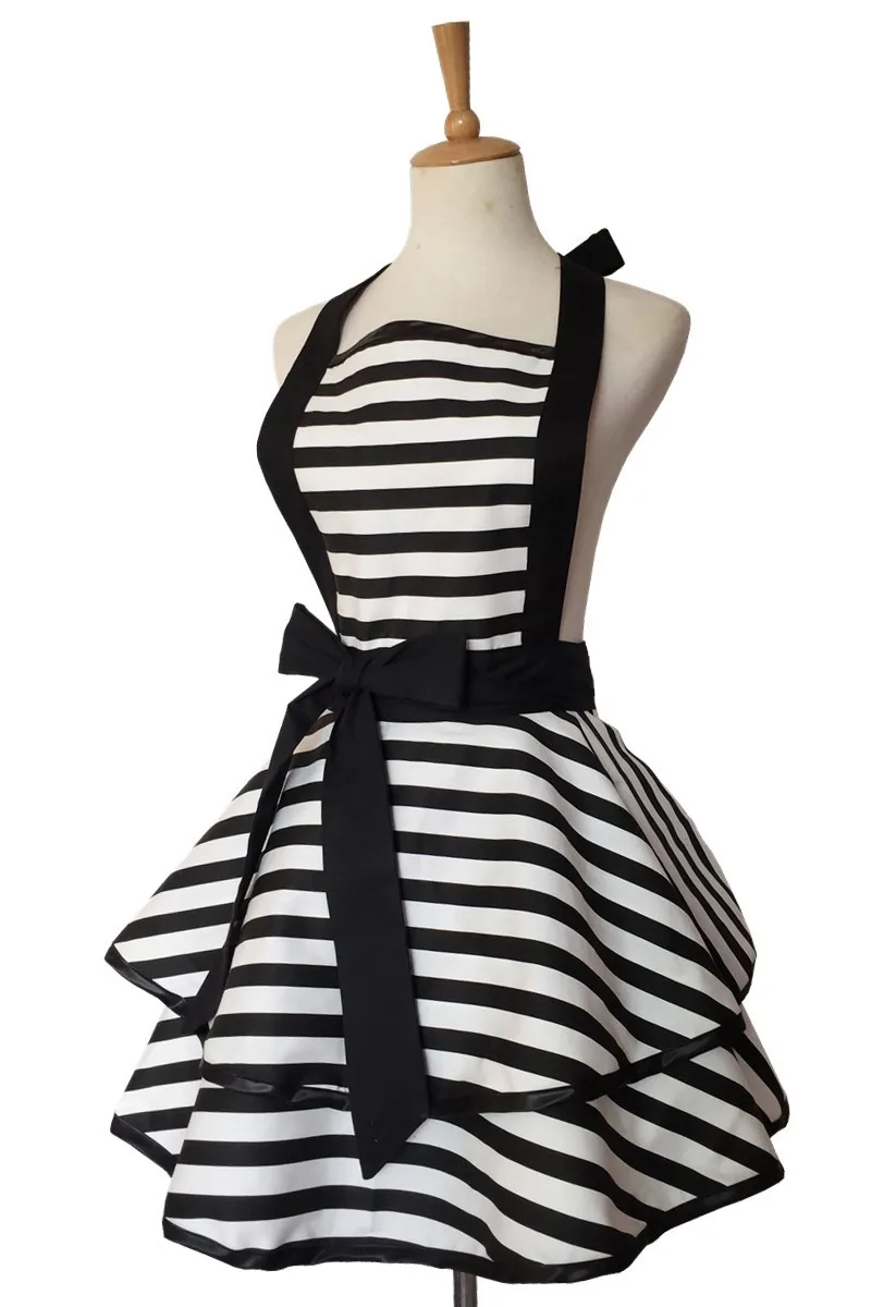 

Регулируемый кухонный фартук для женщин, винтажные кружевные фартуки-нагрудники в горошек, милые ретро-горничные фартуки для приготовления пищи