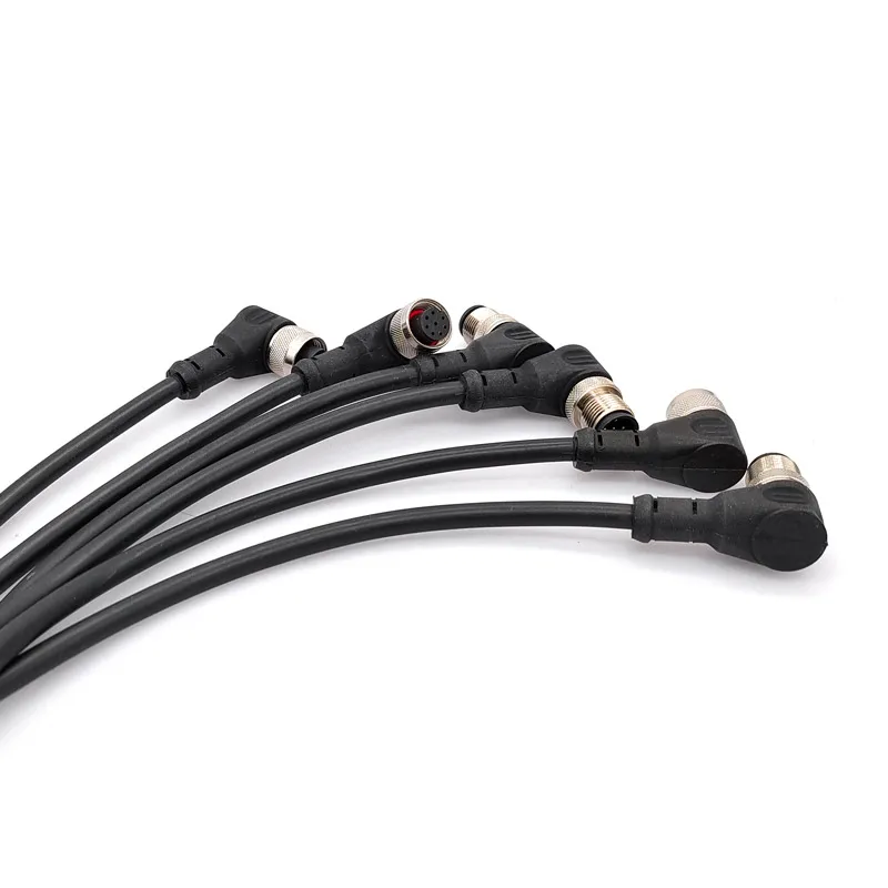 Conector de sensor M12, cable impermeable, macho y hembra, 4, 5, 8 pines + 2m, PVC, moldeado por inyección integrado, conectores M12