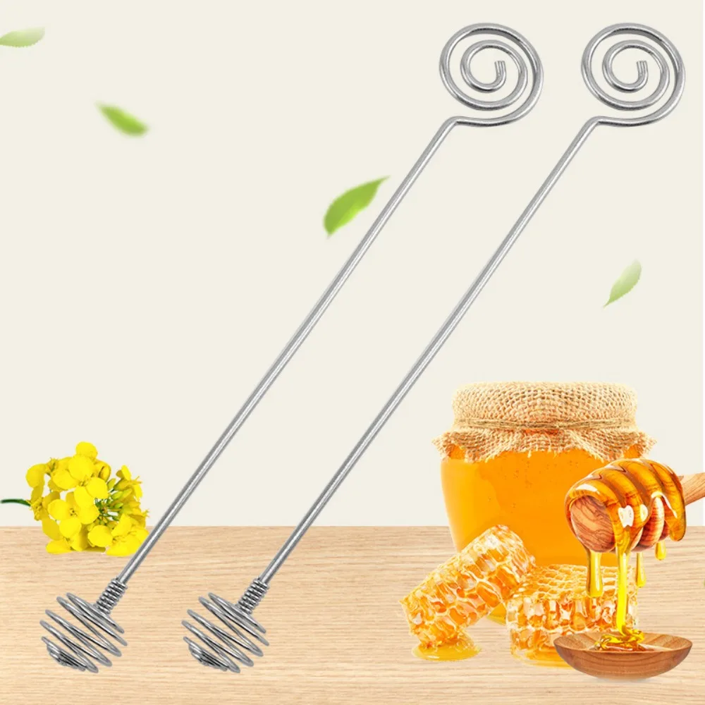 Stainless Steel Honey Dipper Sticks Kitchen Gadget Spiral Double-headed Honey Spoon Long Handle Honey Stirrer Jam