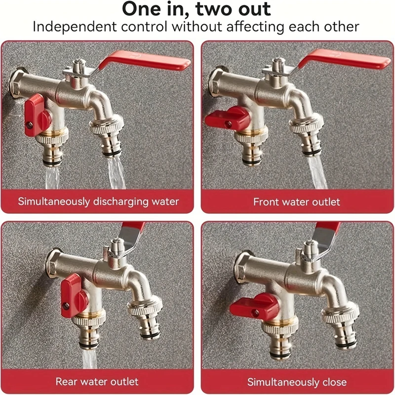1pc Country Style Double Socket Garden Water Pipe Faucet Single Hole Mount Universal Thread Outdoor Faucet Retail