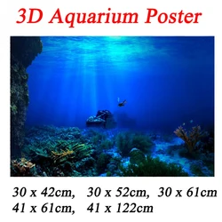 5 Size 3d Aquarium Background Poster PVC Adhesive Sticker Fish Tank Underwater World Paper Landscape Wallpaper Decoration