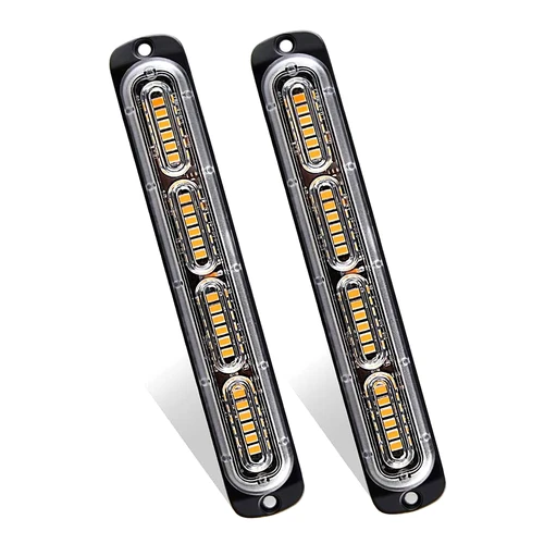 Imagen 2 del producto Luz de advertencia estroboscópica de 24 Led, barra de luz de rejilla estroboscópica ultrafina para camión, lámpara de baliza para coche, luz de señal de tráfico ámbar, luz trasera para coche