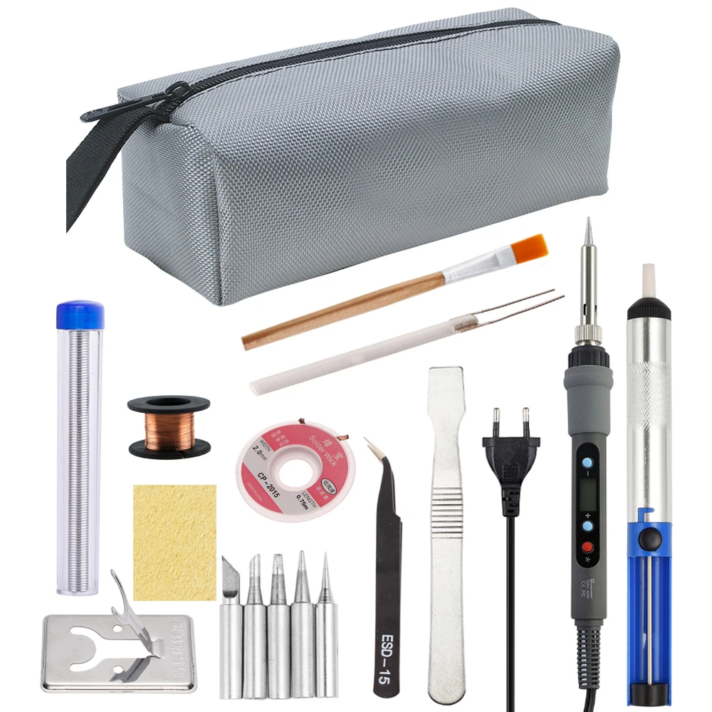 Adjustable Temperature Electric Soldering Iron 80W Welding Solder Rework Station Heat Pencil Tips Repair Tools Ceramic Heater