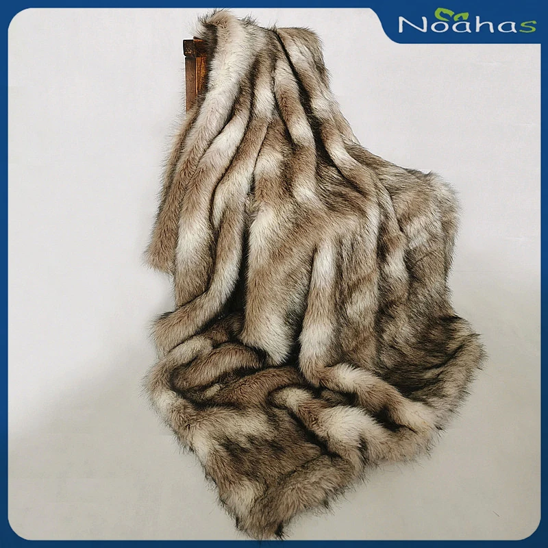 NOAHAFaux Red Fox Artificial Blanket Sofa Bed Decoration Luxury Faux  Blanket Thickened Plush Bedspread Blanket Winter