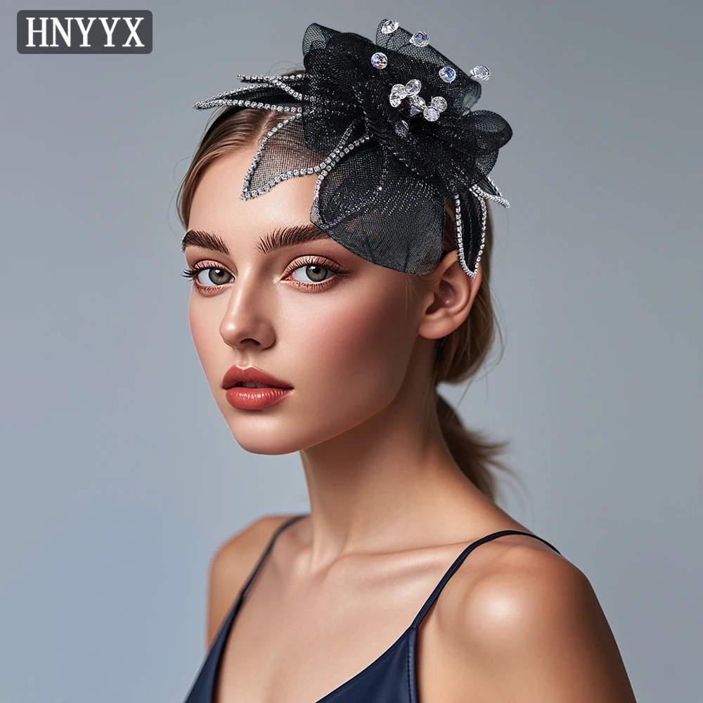 

HNYYX Vintage Black Mesh Headband Rhinestone Flower Hair Accessories Crystal Headwear Hair Jewelry Bridal Hair Accessorie A121