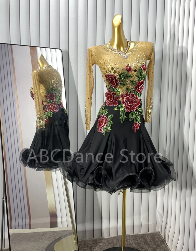 Women Ballroom Salsa Rhythm Latin Rumba Dance Dress US 10 UK 12 New Latin dance competition dress