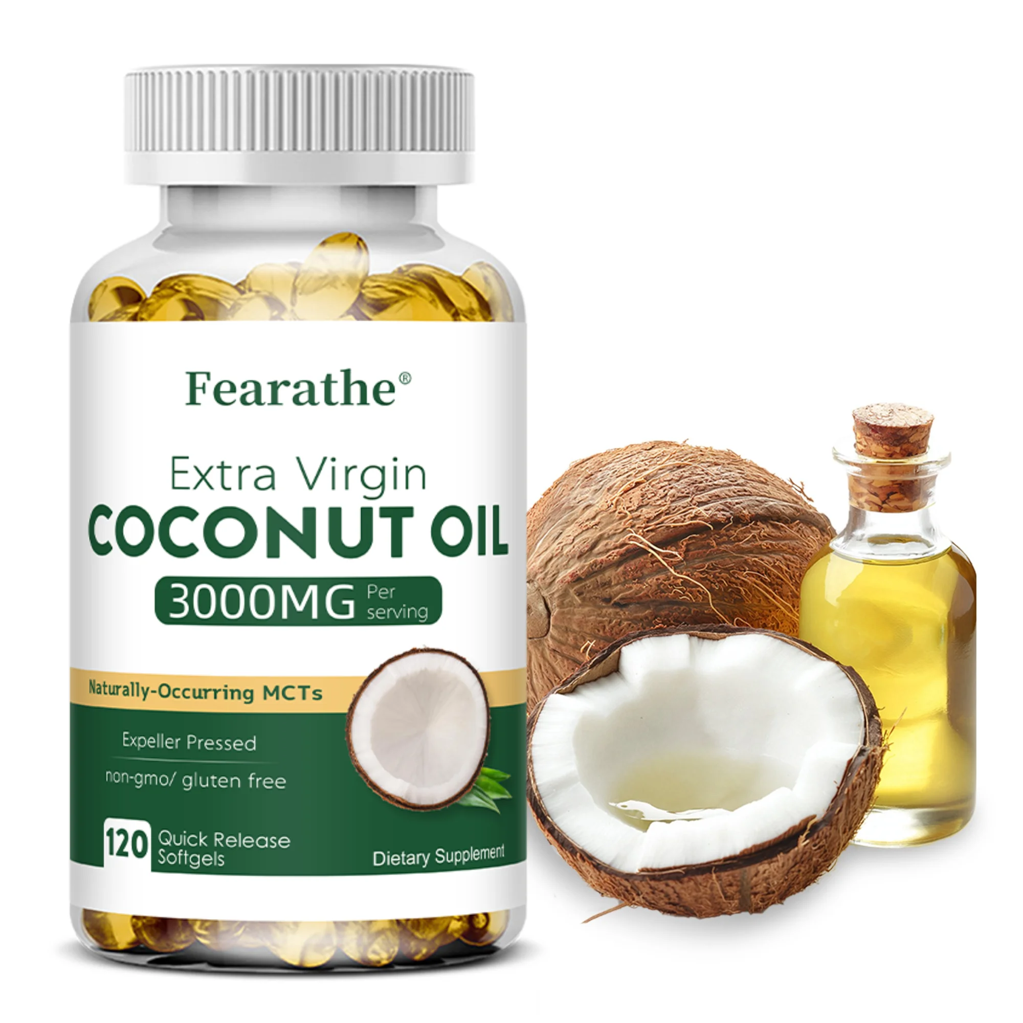 Coconut Oil Refined - Sızma Hindistan Cevizi Yağı Softjelleri 3000mg,