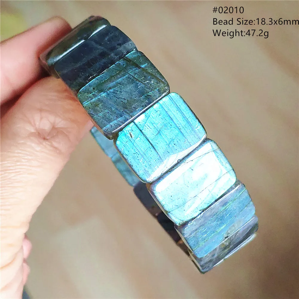 

Natural Blue Labradorite Bracelet Bangle Fashion Women Men Purple Labradorite Rectangle Beads AAAAAA