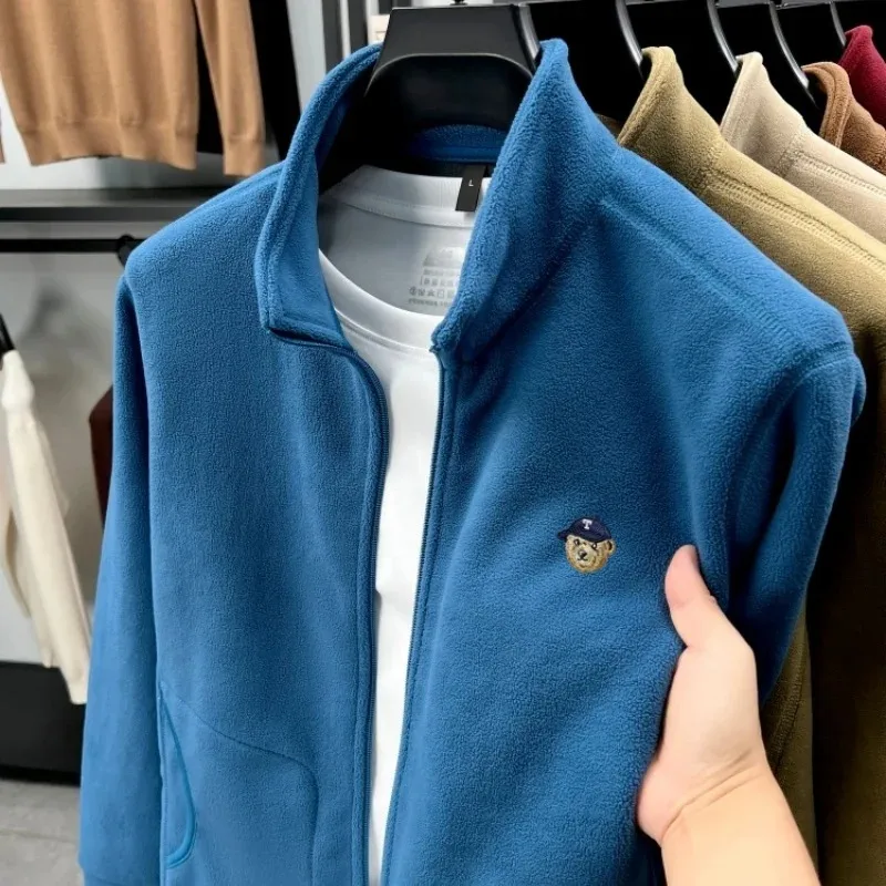 

Высококачественная бархатная теплая куртка мужская зимняя новая трендовая спортивная толстовка с вышивкой медведя корейское молодежное свободное повседневное пальто