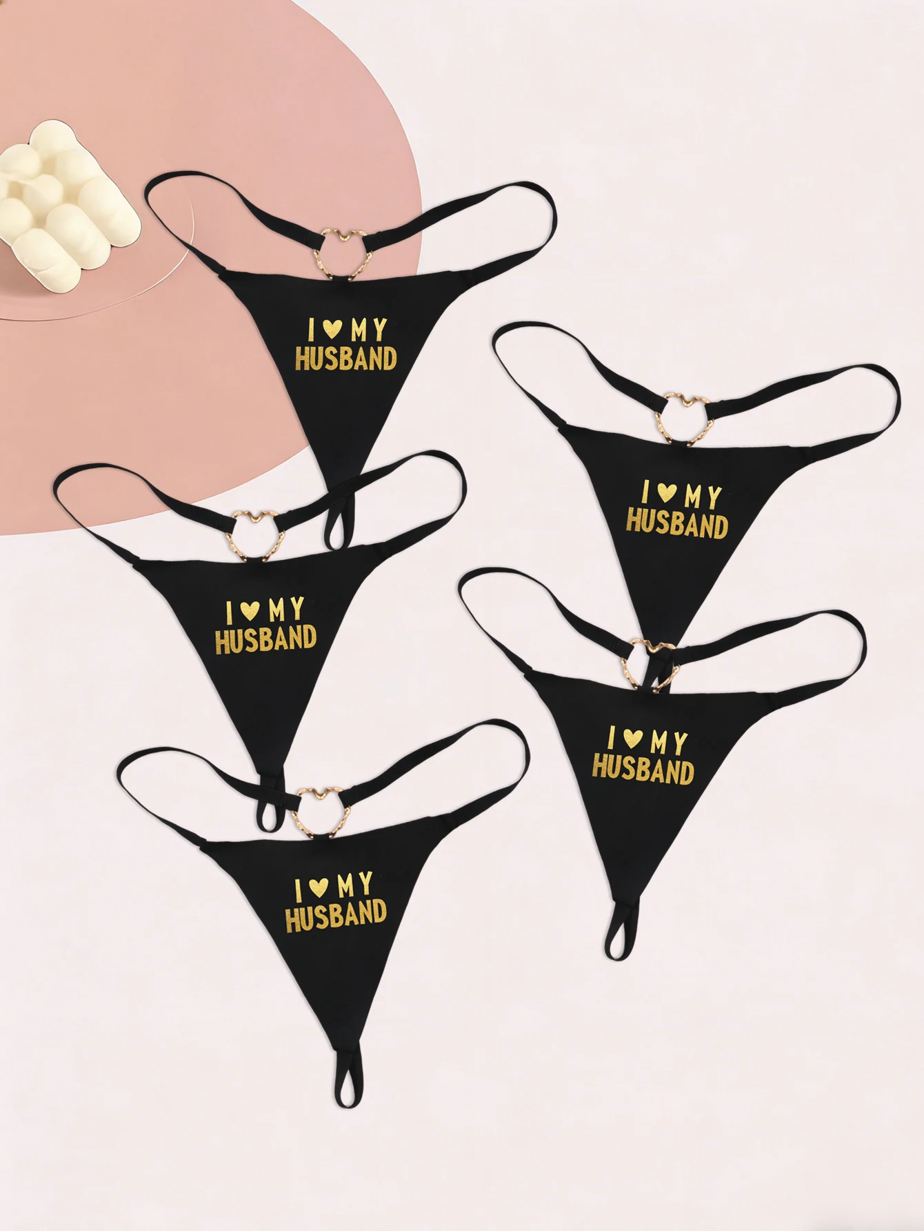 5pcs Playful Letter Printed G-strings Underwears with I love my husband Prints Panties Cheeky Seamless T-back Bikini Thongs