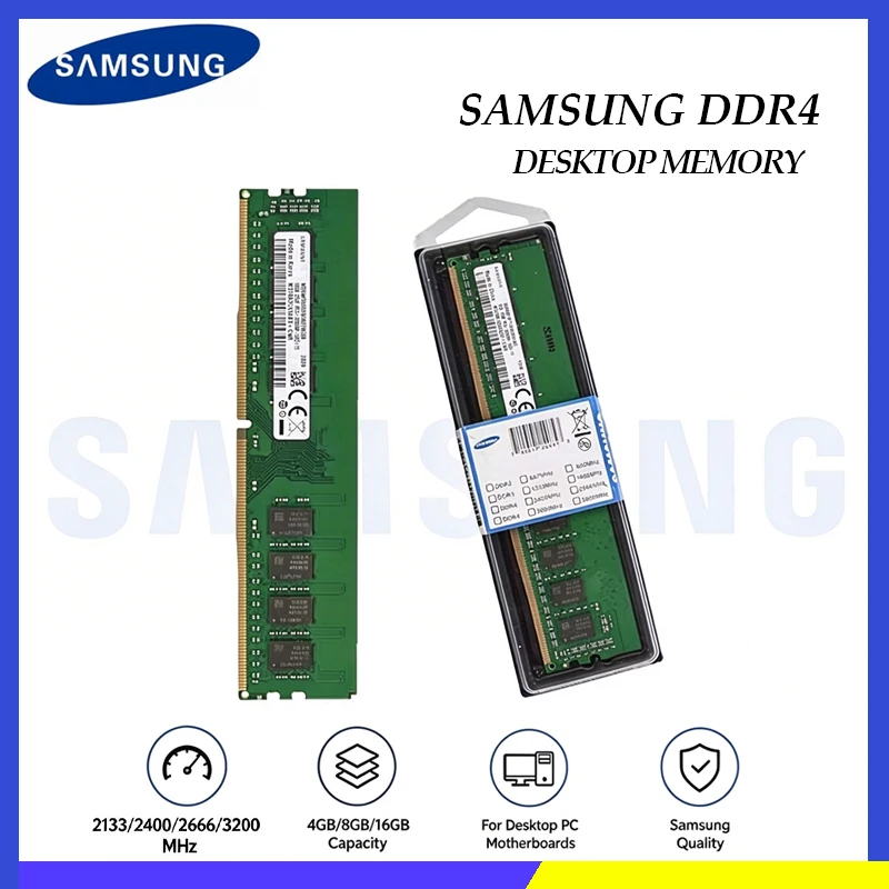 Samsung DDR4 Desktop RAM 4GB 8GB 16GB 3200AA 2666V 2400T 2133P DIMM PC4-21300 PC4-25600 Non-ECC DIMM Memories Ram For PC