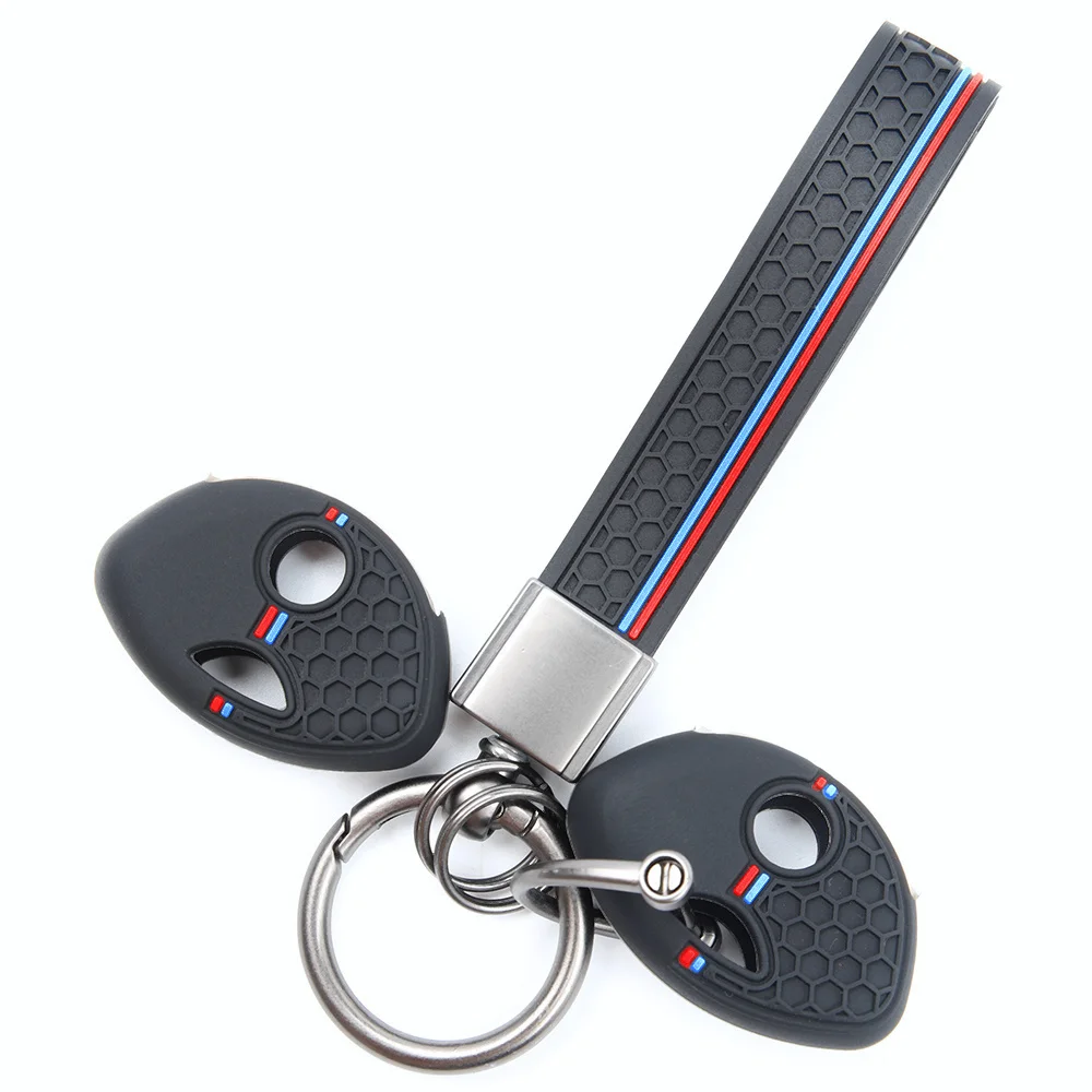 For BMW K1200R R1200RT K1300R S1000RR F650GS F800GS F800ST Protective Silicone Remote Key Case Carabiner Strap
