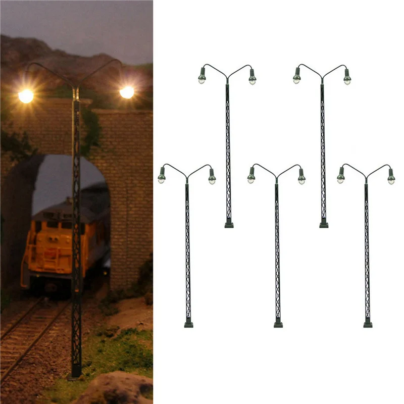 

ABUM-10Pcs Model Railway Lamp Lattice Mast Light HO 1:87 Scale LED Street Light Train Layout Garden Decoration Crafts