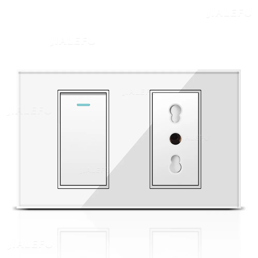 Tempered Glass Two-panel Italian Standard Socket Blank Switch Socket White, Gray, Black, Gold Four Colors Available