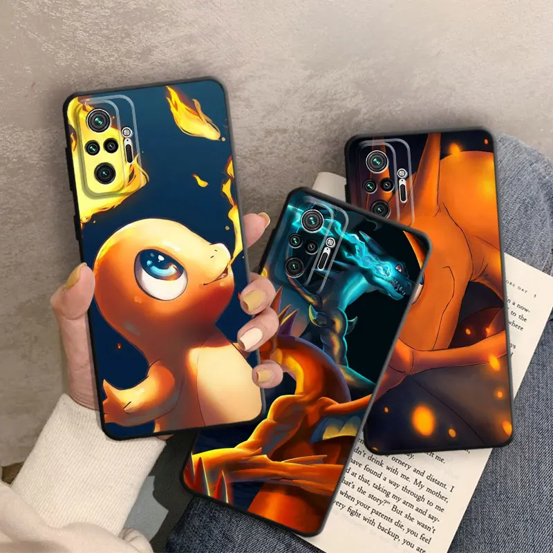 Phone Case for Xiaomi Redmi Note 7 8T 10S 8 9 11 Pro 11S 10 Lite 11T 9S Cartoon Pokemon Charizard Charmander Cover TPU Soft