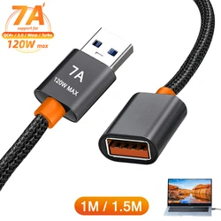 1.5m/1m USB3.0 Extension Cable Male To Female Extender Cord 7A High-Speed Transmission Data Cable for Macbook Smart TV PS4 Xbox