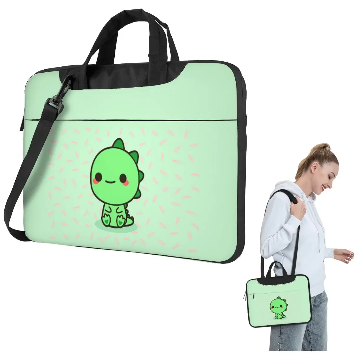 

Kawaii Dinosaur Crossbody Laptop Bag Case Computer Bag 13 14 15.6 Inch Notebook Pouch for Lenovo