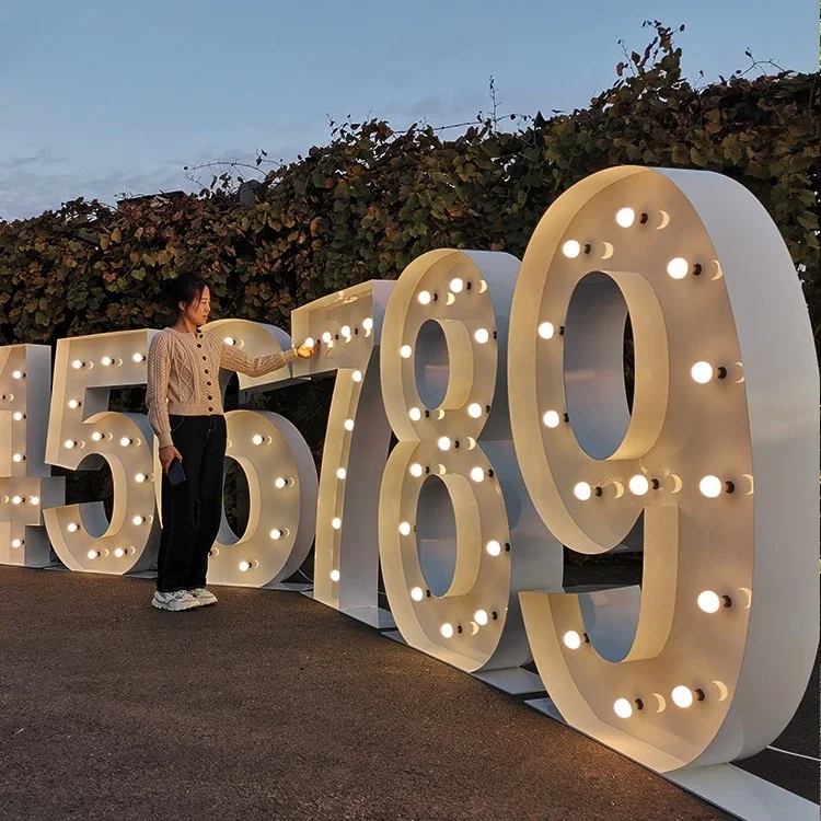 2024 Big Giant Large Electronic Sign Led RGB 4ft 5ft Big Light Up Marquee Letter Number Light for Event Wedding Supplies