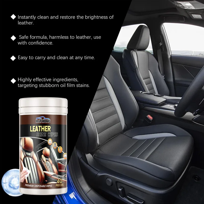 Car Leather Special Cleaning Wipes Gloss Maintenance Quick Stain Removal Refresh Car Leather Fast